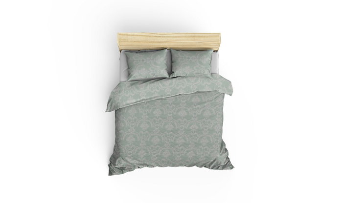 L'essentiel linge de maison Juego de colcha acolchada doble Verde mar y Blanco